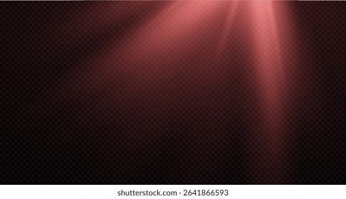 Spotlight on the stage or divine particle rays isolated on a black transparent background. The glow of the rays