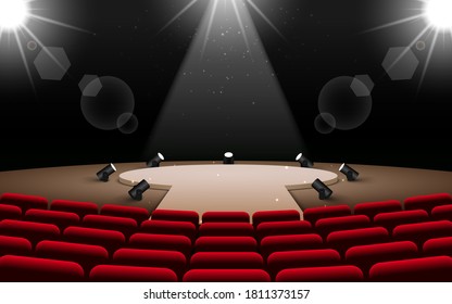 spotlight on the stage in the hall