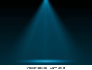 El foco de atención en el escenario. Fondo de luz de etapa. Luz en el escenario podio. Iluminación de Escena destacable. Ilustración vectorial. 