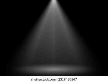 Spotlight on the Stage. Stage Light Background. Light on Stage Podium. Spotlight Scene Illumination. Vector Illustration. 