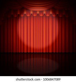 Spotlight on stage and red curtain. And also includes EPS 10 vector