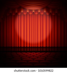 Spotlight On Stage Red Curtain Includes Stock Vector (Royalty Free ...