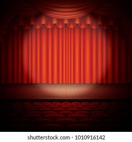 Spotlight On Stage Red Curtain Includes Stock Vector (royalty Free 