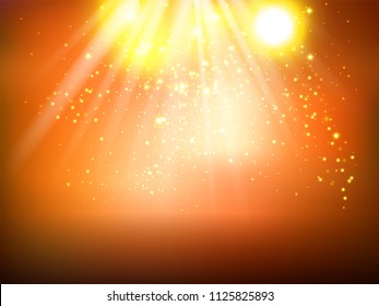 Spotlight on stage with smoke and light in Vector.