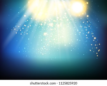 Spotlight on stage with smoke and light in Vector.