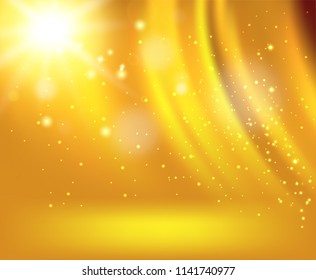 Spotlight on stage with smoke and light with silk background in Vector.