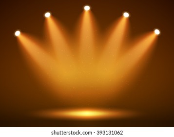 Spotlight on stage for your design. Colorful light. Vector illustration.
