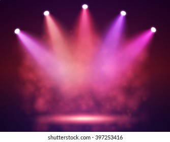 Spotlight on stage for your design. Colorful light. Vector illustration.