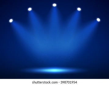 Spotlight on stage for your design. Colorful light. Vector illustration.