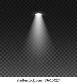 Spotlight on transparent background. Lamp. Light effect. Vector illustration.