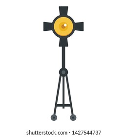 Spotlight on tripod icon. Flat illustration of spotlight on tripod vector icon for web design
