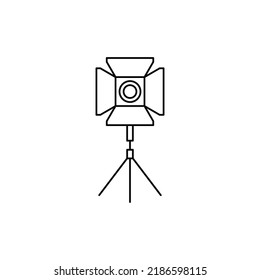 Spotlight on tripod icon in line style icon, isolated on white background