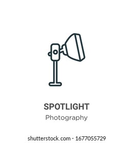 Spotlight outline vector icon. Thin line black spotlight icon, flat vector simple element illustration from editable photography concept isolated stroke on white background