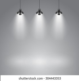 Spotlight photo studio gray background with spot - vector illustration