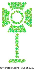 Spotlight Rack collage of filled circles in different sizes and eco green shades. Vector round dots are united into spotlight rack illustration. Ecology vector illustration.