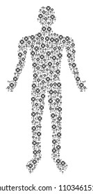 Spotlight rack man figure. Vector spotlight rack icons are combined into human collage.