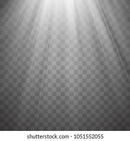 Spotlight with rays isolated on transparent background. Flash light Vector illustration