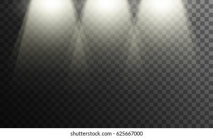 Spotlight rays on transparent background.