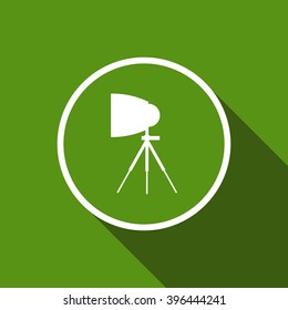 spotlight reflector flat icon with long shadow. material design vector illustration