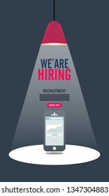 Spotlight Resource Find a job online and recruitment platform on Mobile Phone employment concept - Vector Search for employees. 