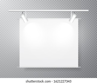 Spotlight set collection on transparent bakground. Light effect. Bright light beam. Vector illustration.