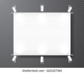 Spotlight set collection on transparent bakground. Light effect. Bright light beam. Vector illustration.