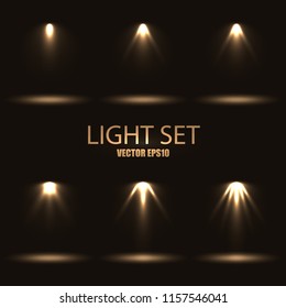Spotlight auf dunklem Hintergrund. Leuchtenvorlage. Vektorgrafik.