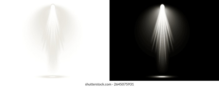 Spotlight shines in dark environment. Spotlight effect vector PNG.