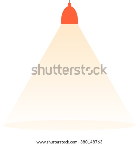 Spotlight shines down isolated on white background. Red hanging lamp. Design element. Vector illustration,eps 10.