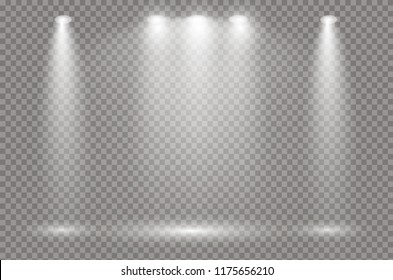 The spotlight shines on the stage. light exclusive use lens flash light effect. light from a lamp or spotlight. lighted scene. podium under the spotlight.