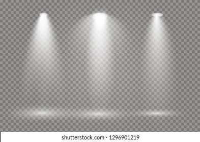 The spotlight shines on the stage. light exclusive use lens flash light effect. light from a lamp or spotlight. lighted scene. podium under the spotlight.