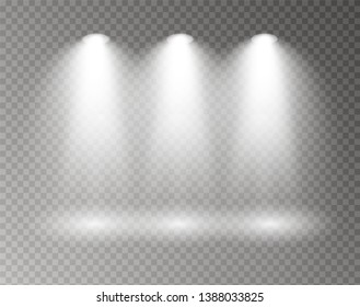 The spotlight shines on the stage. light exclusive use lens flash light effect. light from a lamp or spotlight. lighted scene. podium.