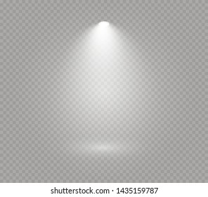 The spotlight shines on the stage. light exclusive use lens flash light effect. light from a lamp or spotlight. lighted scene. podium under the spotlight.
