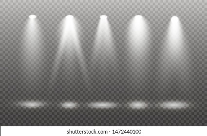 The spotlight shines on the stage. light exclusive use lens flash light effect. light from a lamp or spotlight. lighted scene. podium under the spotlight.