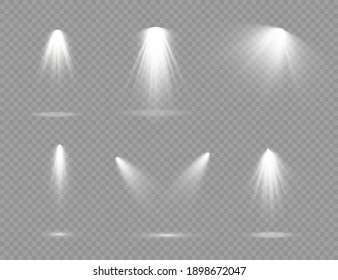 The spotlight shines on the stage. light exclusive use lens flash light effect. light from a lamp or spotlight. lighted scene. podium under the spotlight.