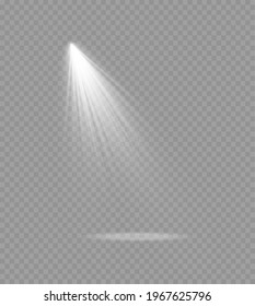 The spotlight shines on the stage. light exclusive use lens flash light effect. light from a lamp or spotlight. lighted scene. podium under the spotlight.