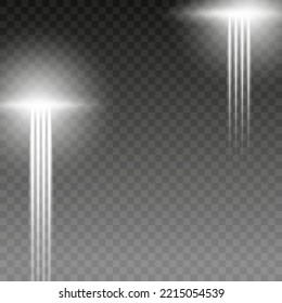 The spotlight shines on the stage.   light from a lamp or spotlight. special effects on transparent background. Vector illustration