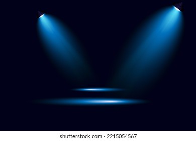 The spotlight shines on the stage.   light from a lamp or spotlight. special effects on transparent background. Vector illustration