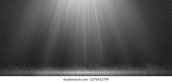The spotlight shines on the stage. light from a lamp or spotlight. special effects on transparent background. Vector illustration