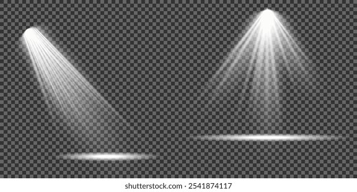 The spotlight shines on the stage. light exclusive use lens flash light effect. light from a lamp or spotlight. lighted scene. podium under the spotlight.