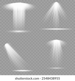 The spotlight shines on the stage. light exclusive use lens flash light effect. light from a lamp or spotlight. lighted scene. podium under the spotlight.