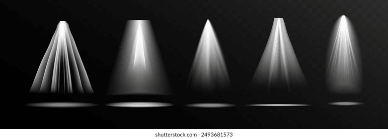 The spotlight shines on the stage. Llight from a lamp or spotlight. Lighted scene. Podium under the spotlight.