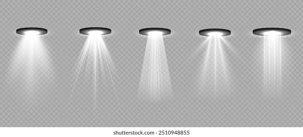 The spotlight shines on the stage. Llight from a lamp or spotlight. Lighted scene. Podium under the spotlight.