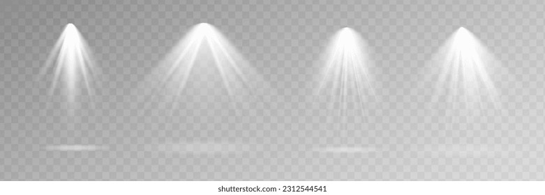 The spotlight shines on the stage.Llight from a lamp or spotlight. White spotlights