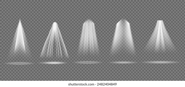 El foco brilla en el escenario. Luz de una lámpara o un foco. Escena iluminada. Podio bajo la lupa