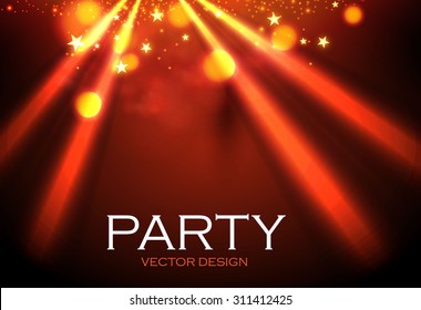 Spotlight. Shining concert background. Illuminated design. Vector illustration