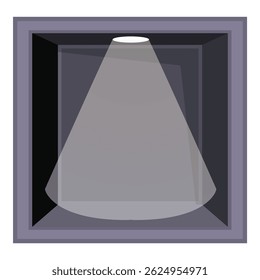 Spotlight está brilhando no quarto cinza escuro, criando um cone de luz, ilustração interior