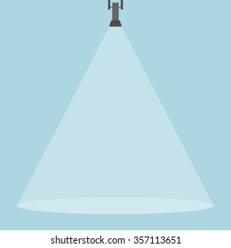 Spotlight shining down. Black hanging lamp. Design element. Vector illustration,eps 10.