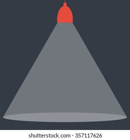 Spotlight shining down. Red hanging lamp. Design element. Vector illustration,eps 10.