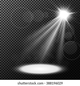 Spotlight shining on transparent background